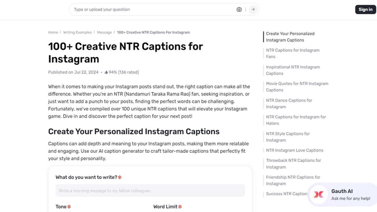 How Gauth Can Help Write Instagram Captions?